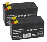 Pb Batteria 2x Multipower MP1, 2-12 - 12V 1,2Ah AGM Gioco Corrente D Emergenza