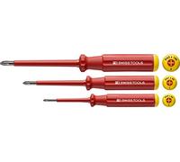 PB Swiss Tools Phillips, set di cacciaviti a croce per elettricisti VDE PB 5548, 3 pezzi (PH0/PH1/PH2), isolati fino a 1.000 Volt, 100% Swiss Made, garanzia illimitata, rosso