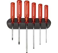 PB Swiss Tools SCHLITZ/PHILLIPS - Set di cacciaviti a croce PB 244, 7 pezzi (PH1/PH2/3,5/4/5,5/6,5/8 mm), supporto da parete, 100% Swiss Made.