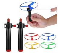 PBAHAUP 2 Set Skyrocopter Disco Volante Giocattolo, 2 Lanciatori e 4 Dischi Playset Elicottero, Giocattolo Da Esterno Per L'Estate, Ideali Per Attività All'Aperto