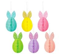 PBAHAUP 6 Decorazioni Pasquali da Appendere, Uova Pasquali e Coniglio Pasquale in Carta a Nido d'Ape, Decorazioni Riutilizzabili per Interno ed Esterno, Decorazione Primaverile