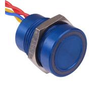 PBAR1AF1000A0B APEM Interruttore Piezo 16mm LED Blu 5VDC Momentaneo NO IP68