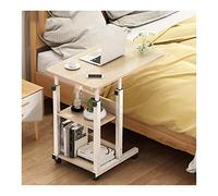 PBDEIOEOE Tavolino regolabile a forma di C, Tavolino Porta Computer Servitore Con Ruote Regolabile Multicolor 40 x 80 cm(Wood Color)