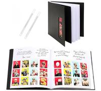PBF (1 Pack) Photo Booth Album, Guest Book with 2x6 Clear Picture Inserts, Black Cover with Plastic Sleeves & White Pages, Scrapbook Album for Photo Strips, Memory Book, Wedding, and Baby Showers