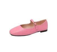 PBHGMGEBLV Ballerine da Donna con Punta Quadrata, Stile Mary Jane retrò, con Bocca Bassa(Pink,41EU)