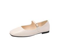 PBHGMGEBLV Ballerine da Donna con Punta Quadrata, Stile Mary Jane retrò, con Bocca Bassa(White,39EU)