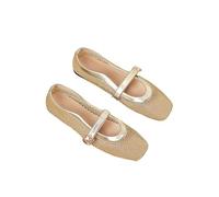 PBHGMGEBLV Ballerine in Rete, Grandi Dimensioni, Mary Jane, semplici e comode, Slip-on da Donna(Gold,41EU)