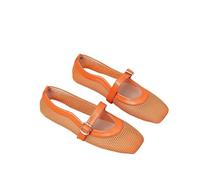 PBHGMGEBLV Ballerine in Rete, Grandi Dimensioni, Mary Jane, semplici e comode, Slip-on da Donna(Orange,37EU)