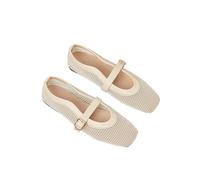 PBHGMGEBLV Ballerine in Rete, Grandi Dimensioni, Mary Jane, semplici e comode, Slip-on da Donna(White,36 EU)