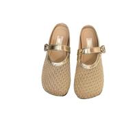 PBHGMGEBLV Pantofole da Donna con Fibbia, in Rete Traforata, Senza Schienale, Casual e Senza Lacci(Gold,35 EU)