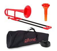 pBone 700638 Mini Trombone con Bocchino e Borsa, Rosso (Red)