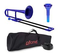pBone 700639 Mini Trombone con Bocchino e Borsa, Blu (Blue)