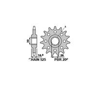 PBR 2068F PIGNONE TRASMISSIONE FORATO DENTI 16 PASSO 525 HONDA 600 CBR-RR 2005