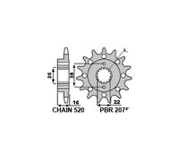 PBR 2075F PIGNONE TRASMISSIONE FORATO Z 14 P. 520 DUCATI 939 SUPERSPORT 2020