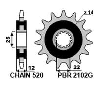 PBR 2102G PIGNONE TRASMISSIONE SILENZIATO DENTI 14 PASSO 520 GAS GAS 300 EC 2000