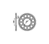 PBR 4409 CORONA TRASMISSIONE ACCIAIO Z 44 P. 530 SUZUKI GSX-FA (GSX1250FA) 2013