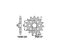 PBR 582F PIGNONE TRASMISSIONE Z 14 P. 525 KAWASAKI 750 ZXR-R (ZX-7RP) NINJA 1996