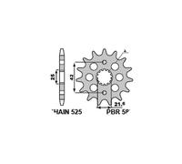 PBR 582F PIGNONE TRASMISSIONE Z 16 P. 525 KAWASAKI 750 ZXR-R (ZX-7RP) NINJA 2000