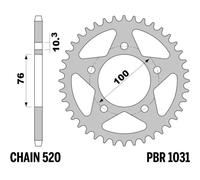 PBR Corona In Acciaio C45 Standard 1031-520 Per Moto Ricambi Accessori