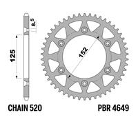 PBR Corona In Acciaio C45 Standard 4649 520 Per Moto Ricambi Accessori