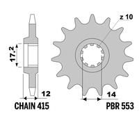 PBR Pignone anteriore standard in acciaio - 415
