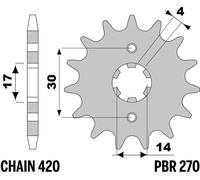 PBR Pignone anteriore standard in acciaio - 420