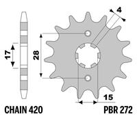 PBR Pignone anteriore standard in acciaio - 420