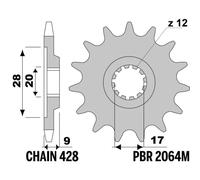 PBR Pignone anteriore standard in acciaio - 428