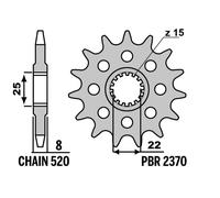 PBR Pignone anteriore standard in acciaio - 520