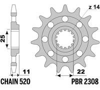 PBR Pignone anteriore standard in acciaio - 520