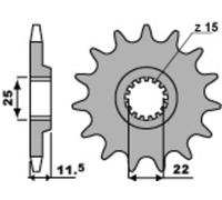 PBR Pignone anteriore standard in acciaio - 520, taglia 10 mm