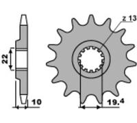 PBR Pignone anteriore standard in acciaio - 520, taglia 10 mm