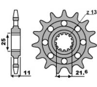 PBR Pignone anteriore standard in acciaio - 520, taglia 10 mm