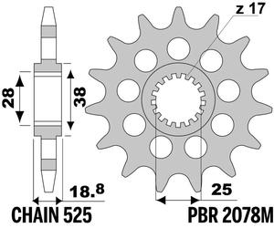 PBR Pignone anteriore standard in acciaio - 525