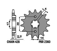 PBR Pignone in acciaio standard 2360 - PASO 428