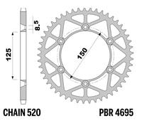 PBR Pignone posteriore ultraleggero in acciaio - 520, nero