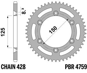 PBR Pignone posteriore ultraleggero in alluminio - 428