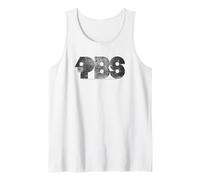 PBS Black Distressed Retro Logo Public Broadcasting Service Canotta