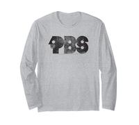 PBS Black Distressed Retro Logo Public Broadcasting Service Maglia a Manica