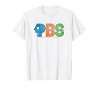 PBS Colorful Distressed Logo Public Broadcasting Service Maglietta