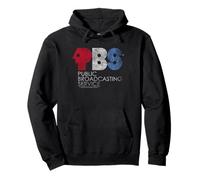 PBS Distressed Red White And Blue Logo Broadcasting Service Felpa con Cappuccio