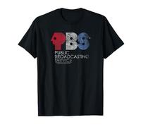 PBS Distressed Red White And Blue Logo Broadcasting Service Maglietta