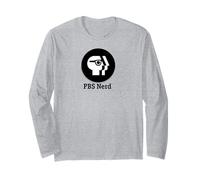 PBS Round Black PBS Nerd Logo Public Broadcasting Service Maglia a Manica