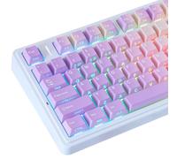PBT German ISO Keycaps, 128 tasti Gradient Purple Double Shot Keycaps Dye-Sub Cherry Profile Side Printed Shine Through Keycap for Cherry MX Switch QWERTZ Layout Mechanical Keyboards