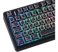 PBT Keycaps 128 Keys Manga Black Keycap, Retro Style Side Printed Shine Through Dye Sub Custom Keycaps for Cherry MX Switch German QWERTZ Layout Mechanical Keyboards