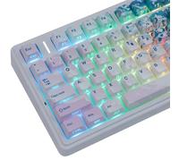 PBT Keycaps 128 Keys Pink Beach Keycaps, Double Shot Shine Through Side Printed Keycap, Cherry Profile Dye Sub Keycap for Cherry MX Switch ISO QWERTZ Layout Meccanical Keyboard