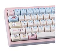 PBT Keycaps 142 Keys Pink Blue Meow Cat Keycaps Dye Sublimation Cute Keycap Mao Profile Custom Keycap for Cherry Gateron MX Swithes Mechanical Gaming Keyboard