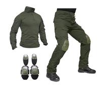 PBTMCD Completo Tattico da Uomo con Gomitiere E Ginocchiere, Camicia Combattimento A Maniche Lunghe Pantaloni for Allenamento Caccia(Green,XL)