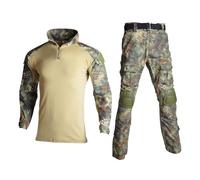 PBTMCD Completo Tattico da Uomo con Gomitiere E Ginocchiere, Camicia Combattimento A Maniche Lunghe Pantaloni for Allenamento Caccia(Jungle Python,S)