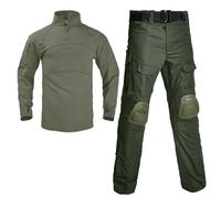PBTMCD Set da Combattimento Tattico Uomo con Ginocchiere: Camicia Resistente alle Intemperie E Pantaloni Cargo for Missioni All'aperto(2#,L)
